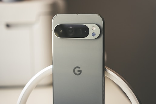 Rear view of a modern smartphone with camera array.