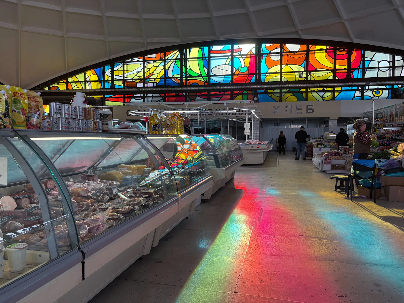 Stained-glass food market