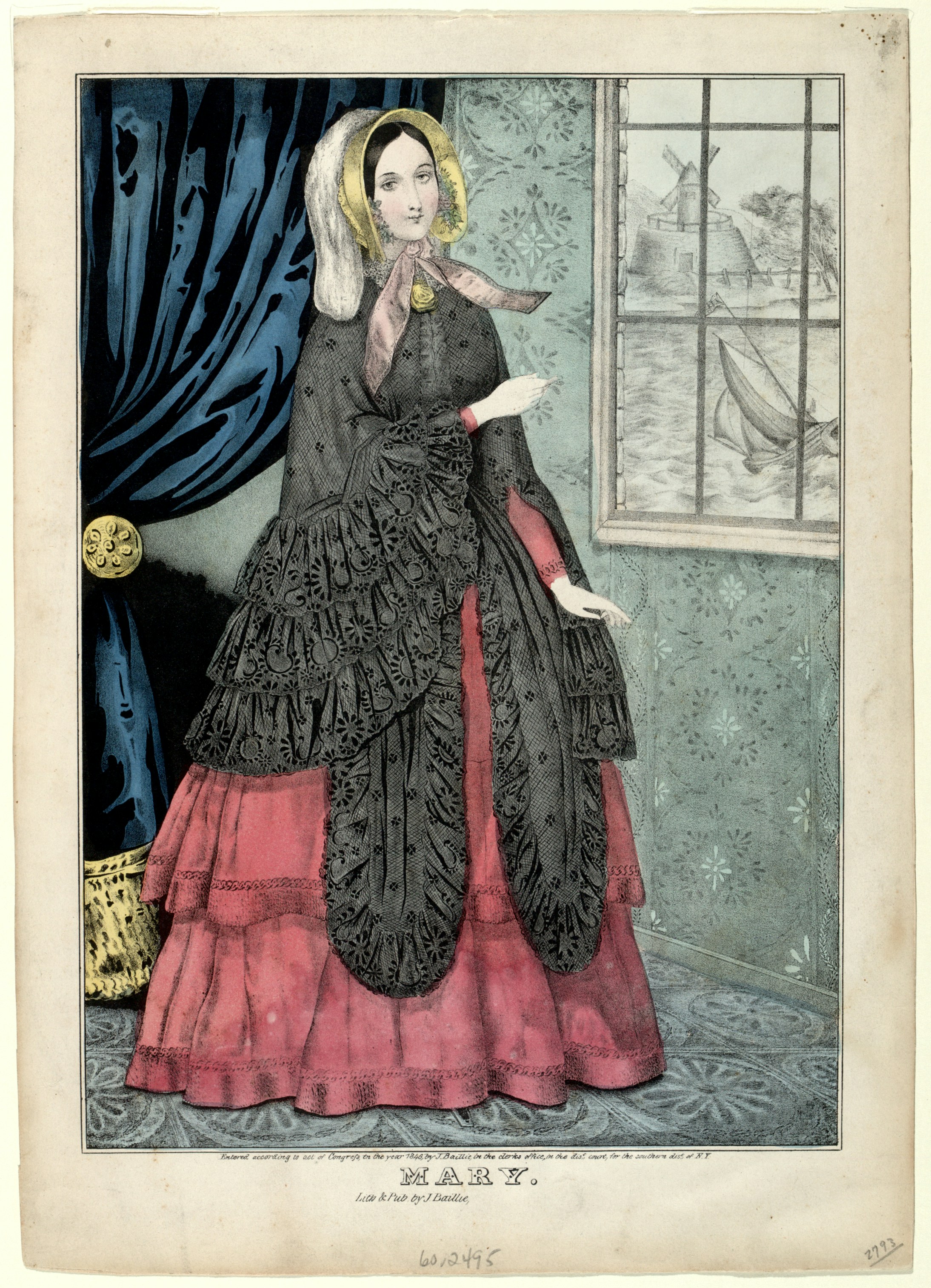 Woman in ornate dress with ruffled shawl stands by window. photo – Free ...