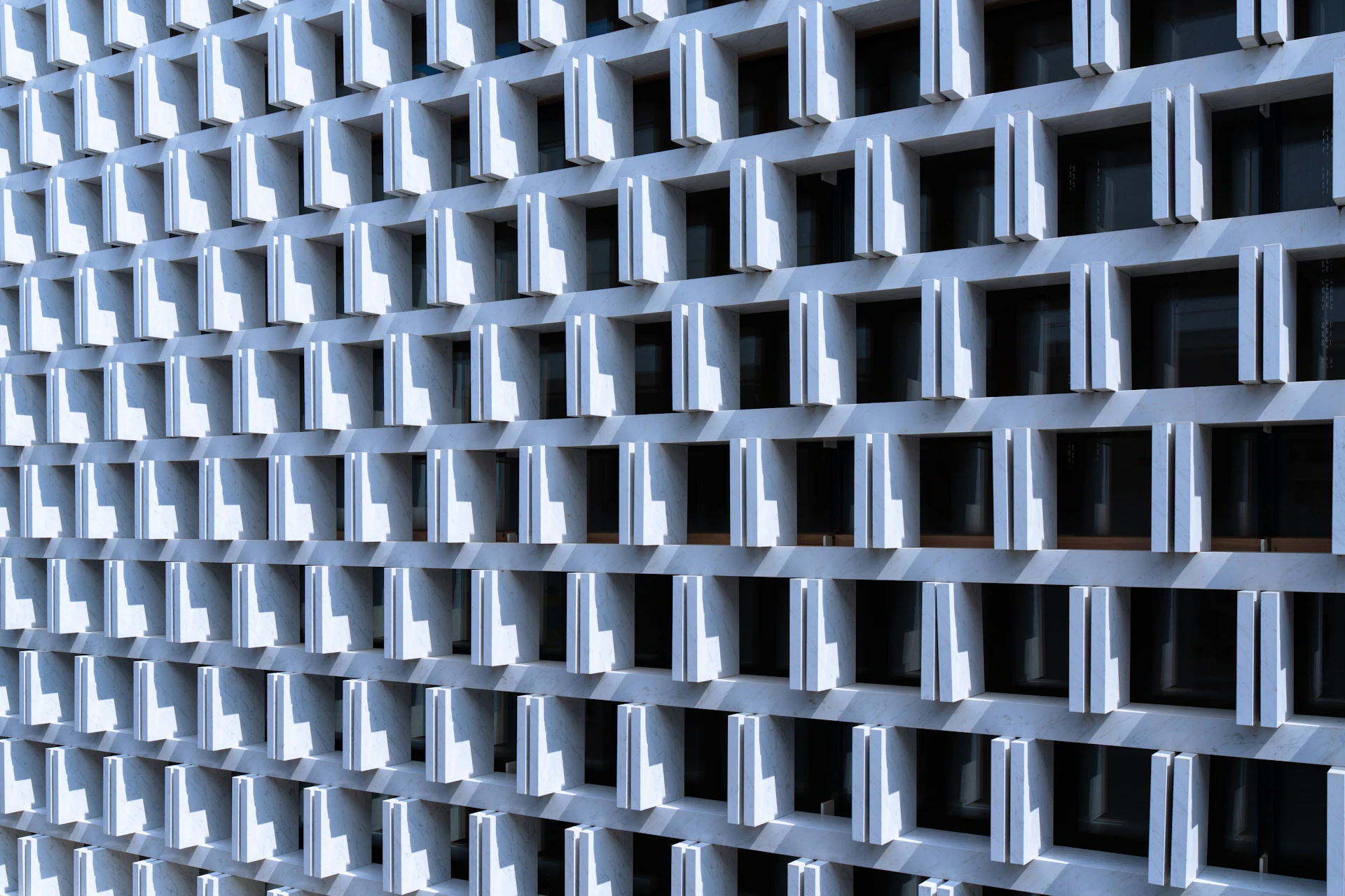 Pattern of windows on a modern building facade