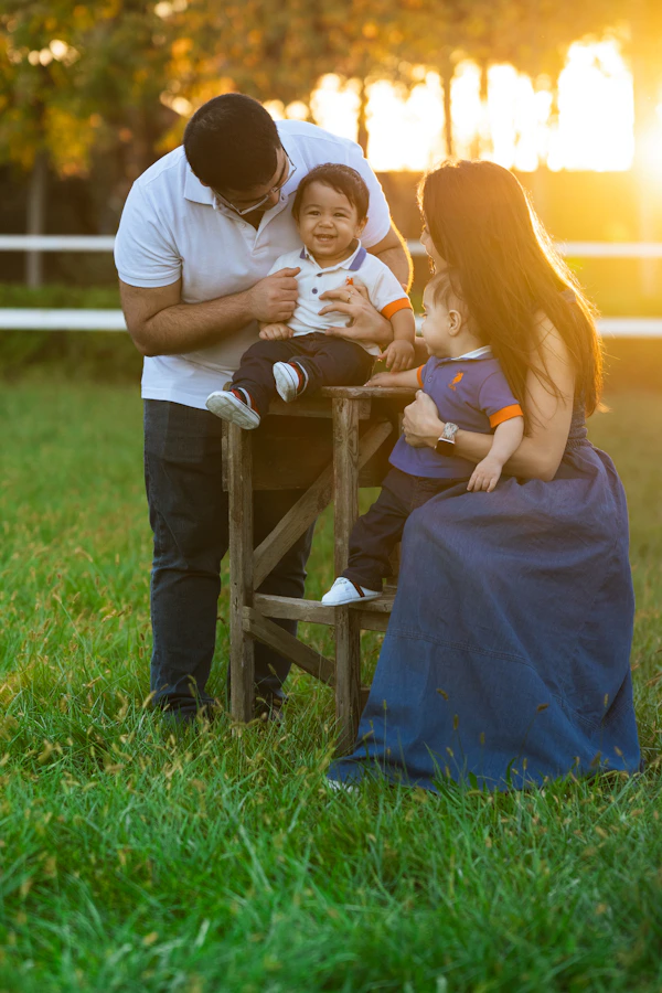 Family portrait at golden hour