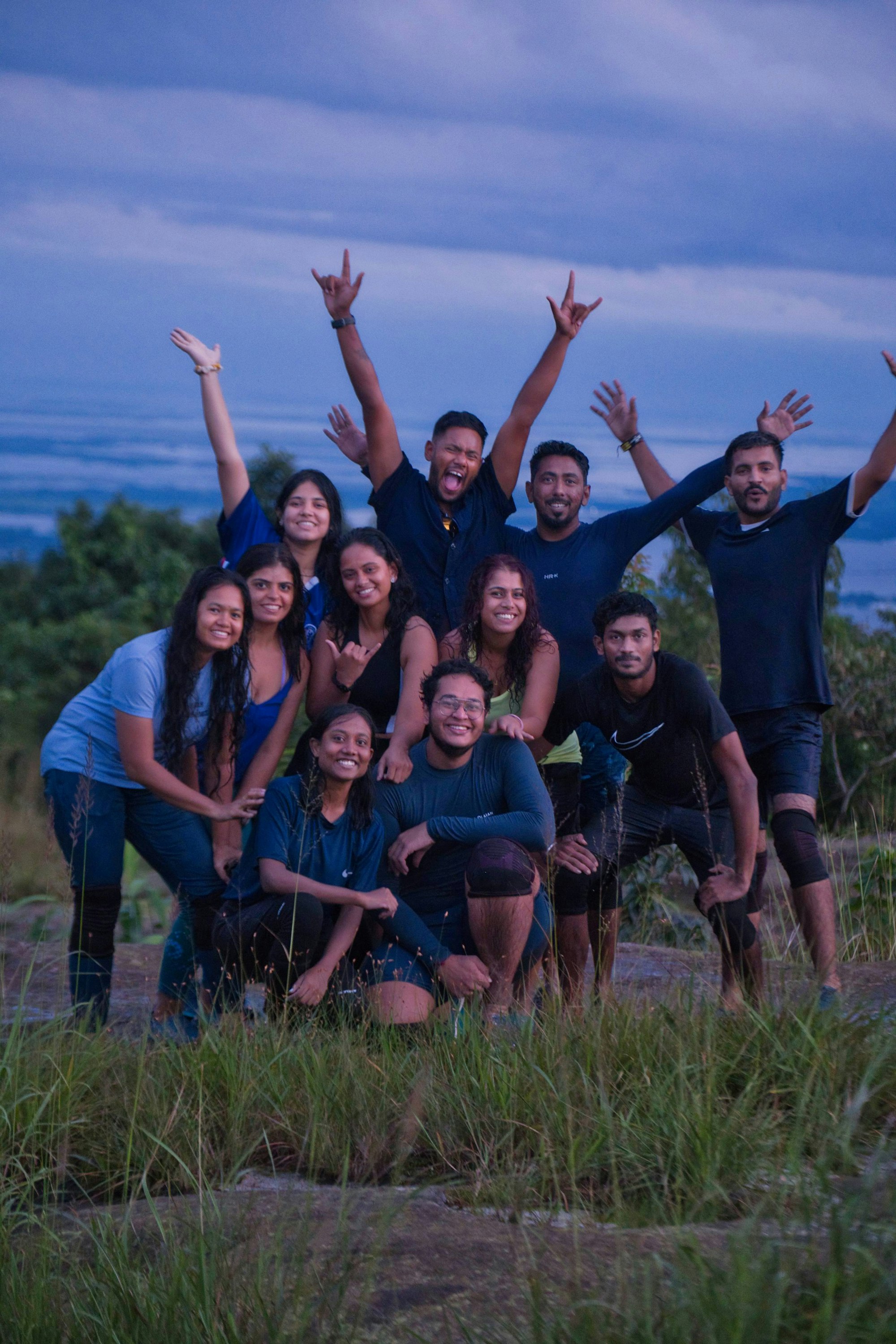 Corporate team celebrating outdoors