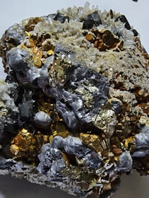 Cluster of galena, pyrite, and quartz crystals