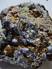 Cluster of galena, pyrite, and quartz crystals