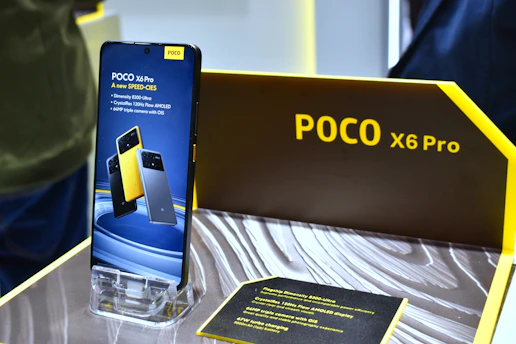Poco x6 pro smartphone displayed with branding.