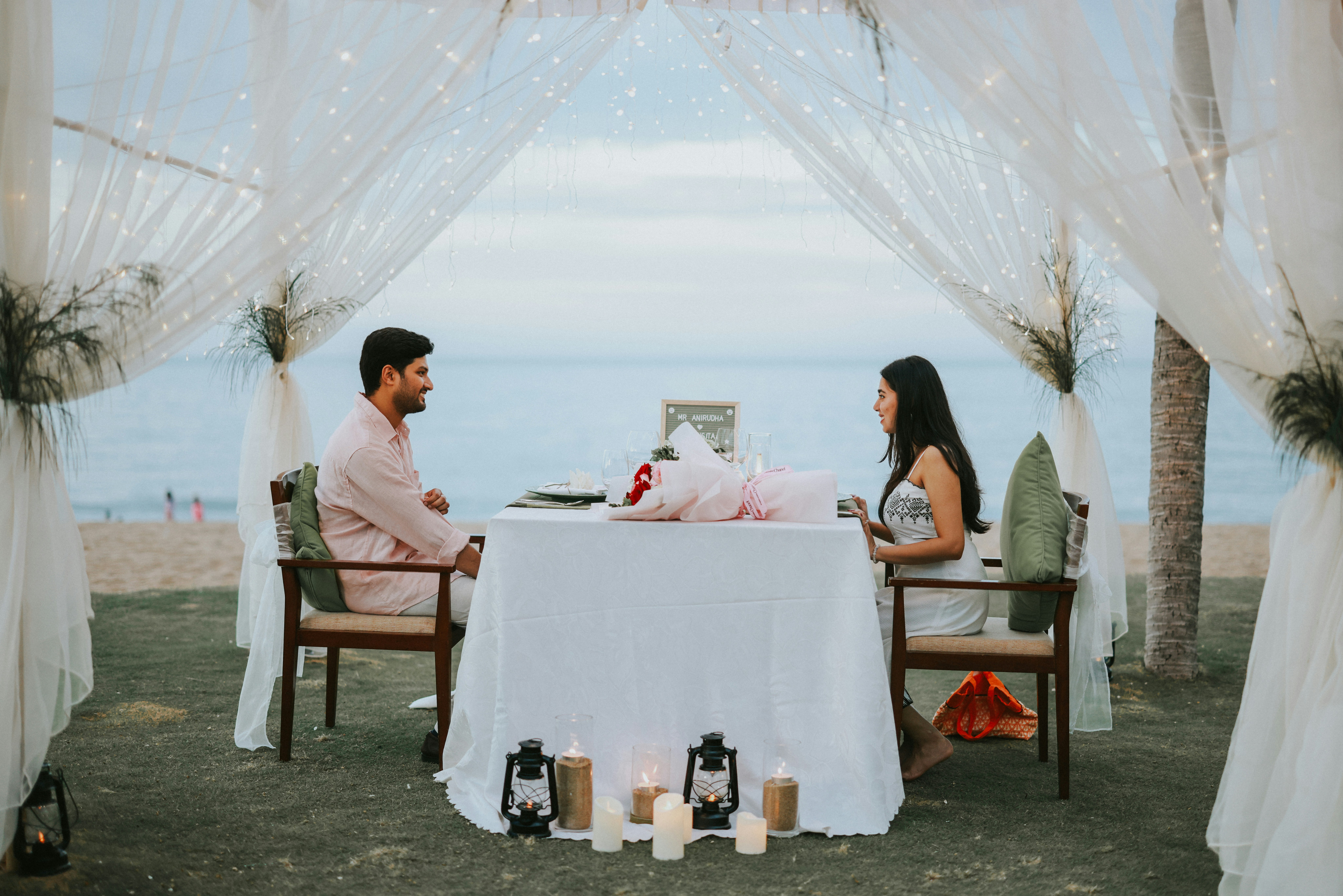 Romantic beach dinner