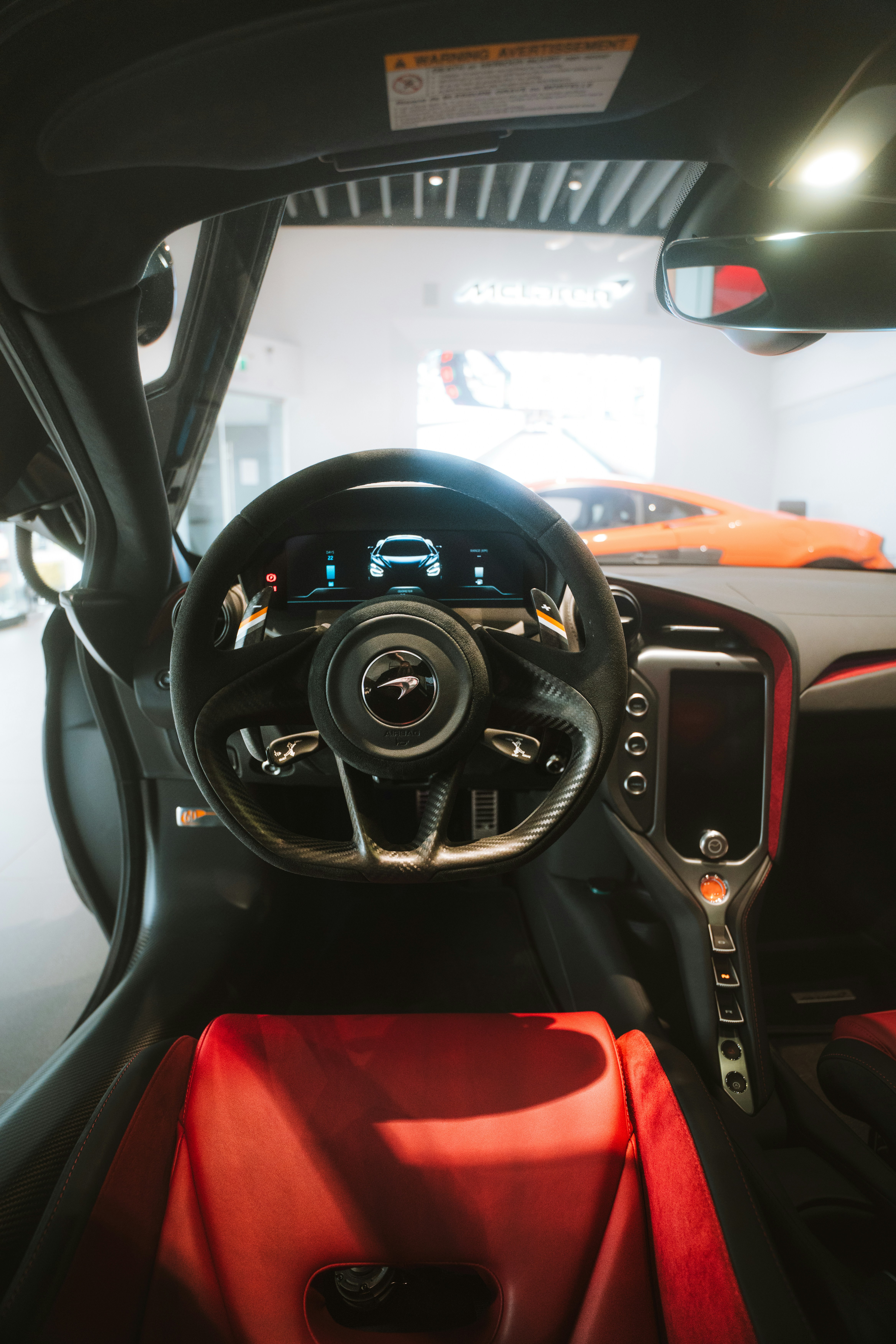 Interior view of a luxury sports car dashboard