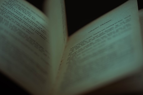 Open book with text on pages