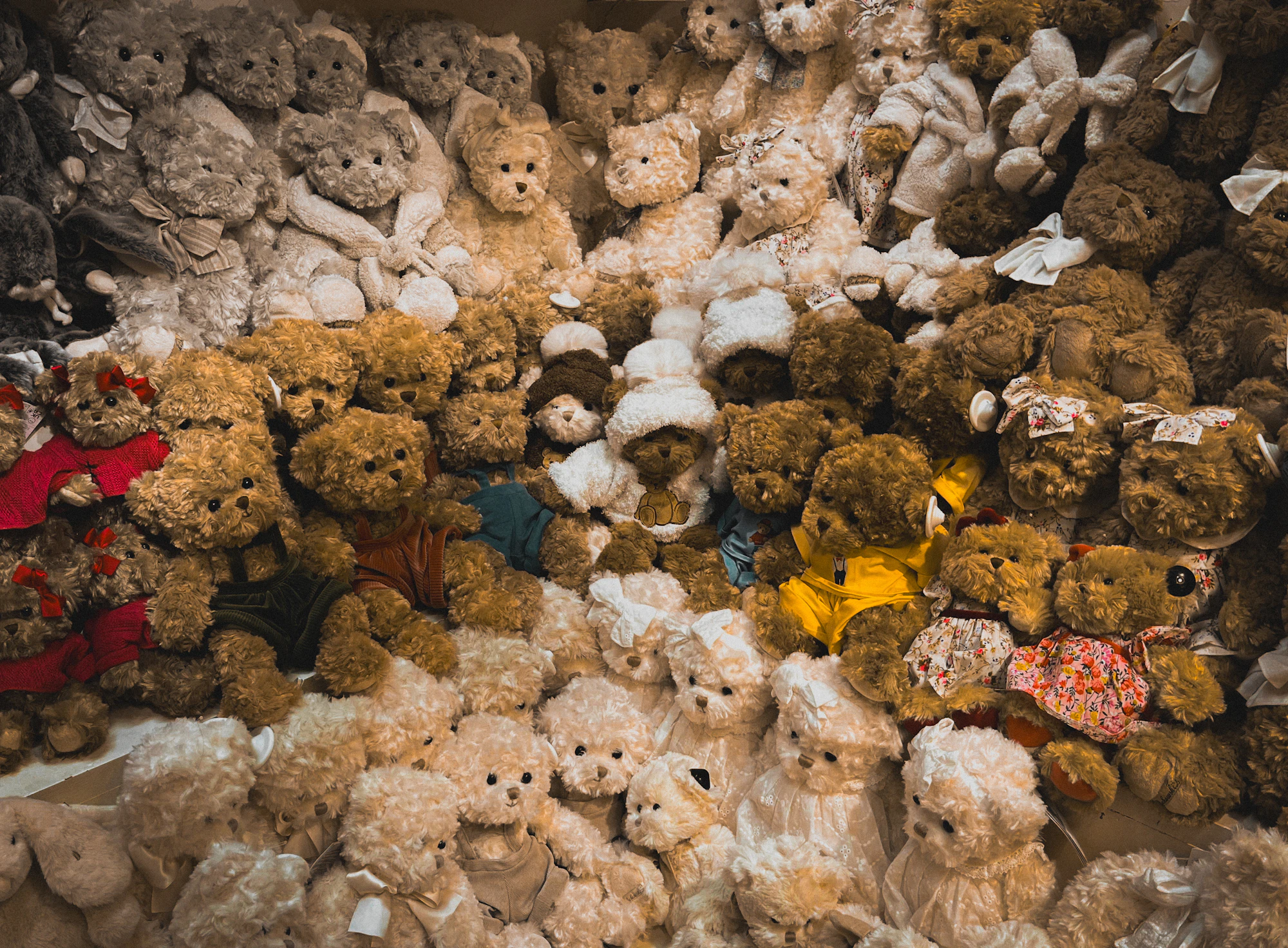 Colorful collection of plush teddy bears