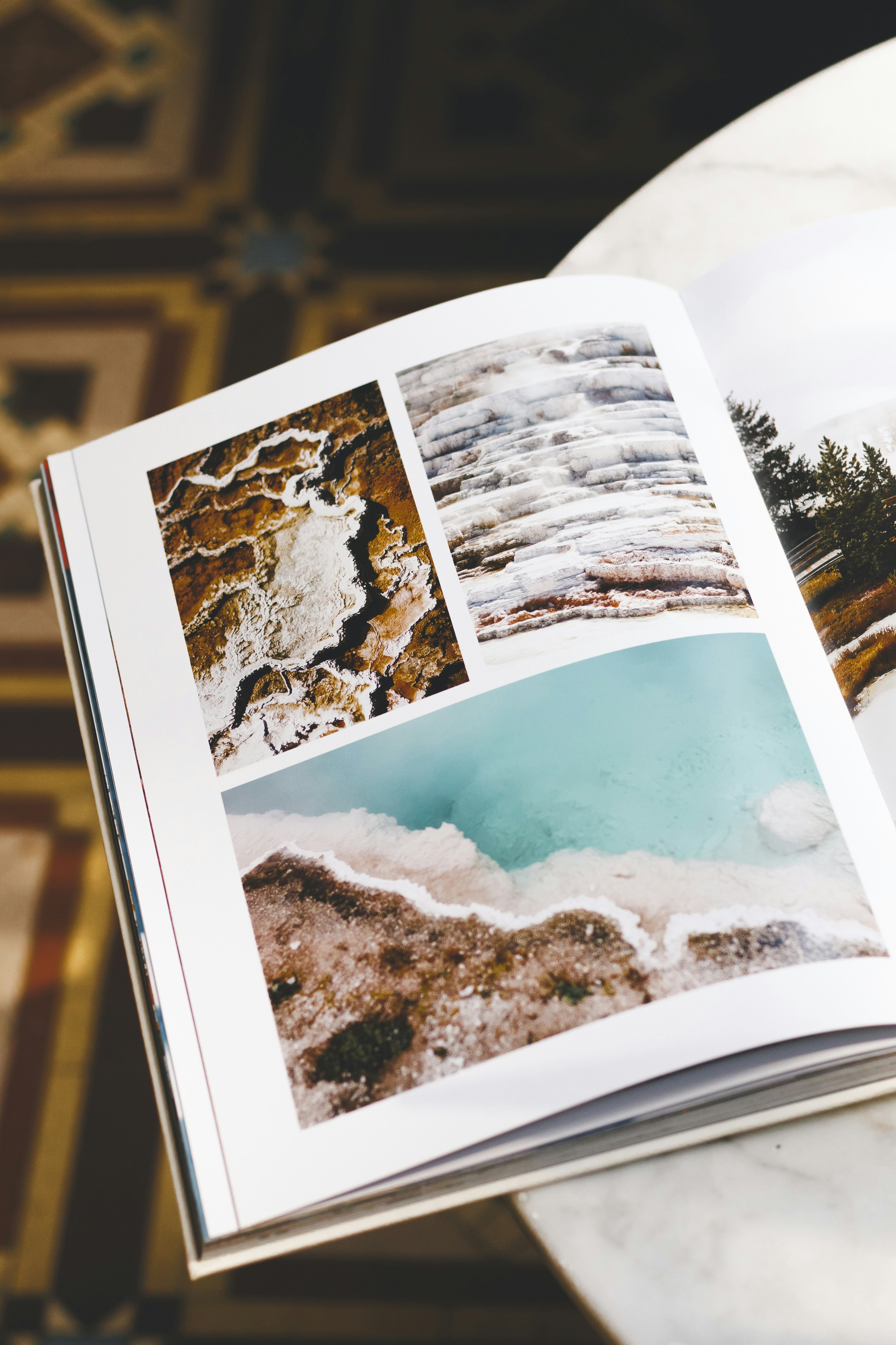 Open book with images of natural formations