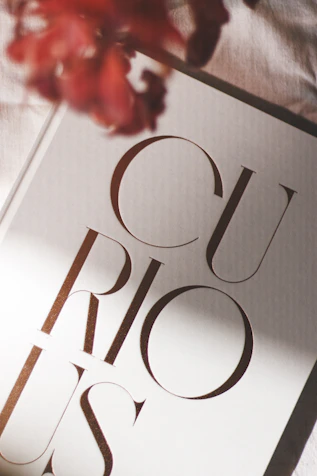 Close-up of the word "curious" on a book cover