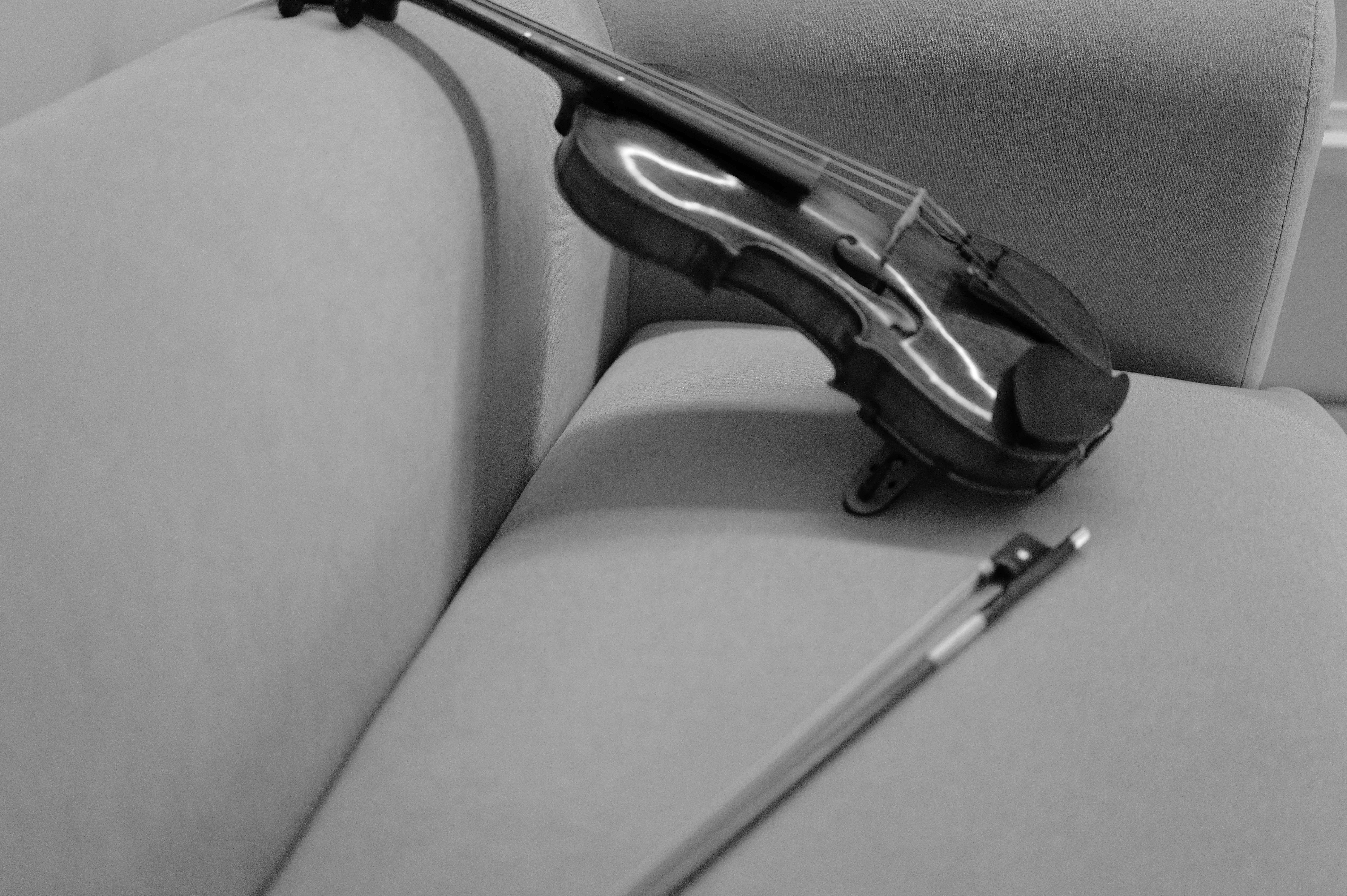 A collection of various orchestral instruments like violins, cellos, and flutes.