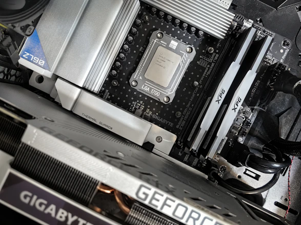 Computer motherboard with cpu and graphics card