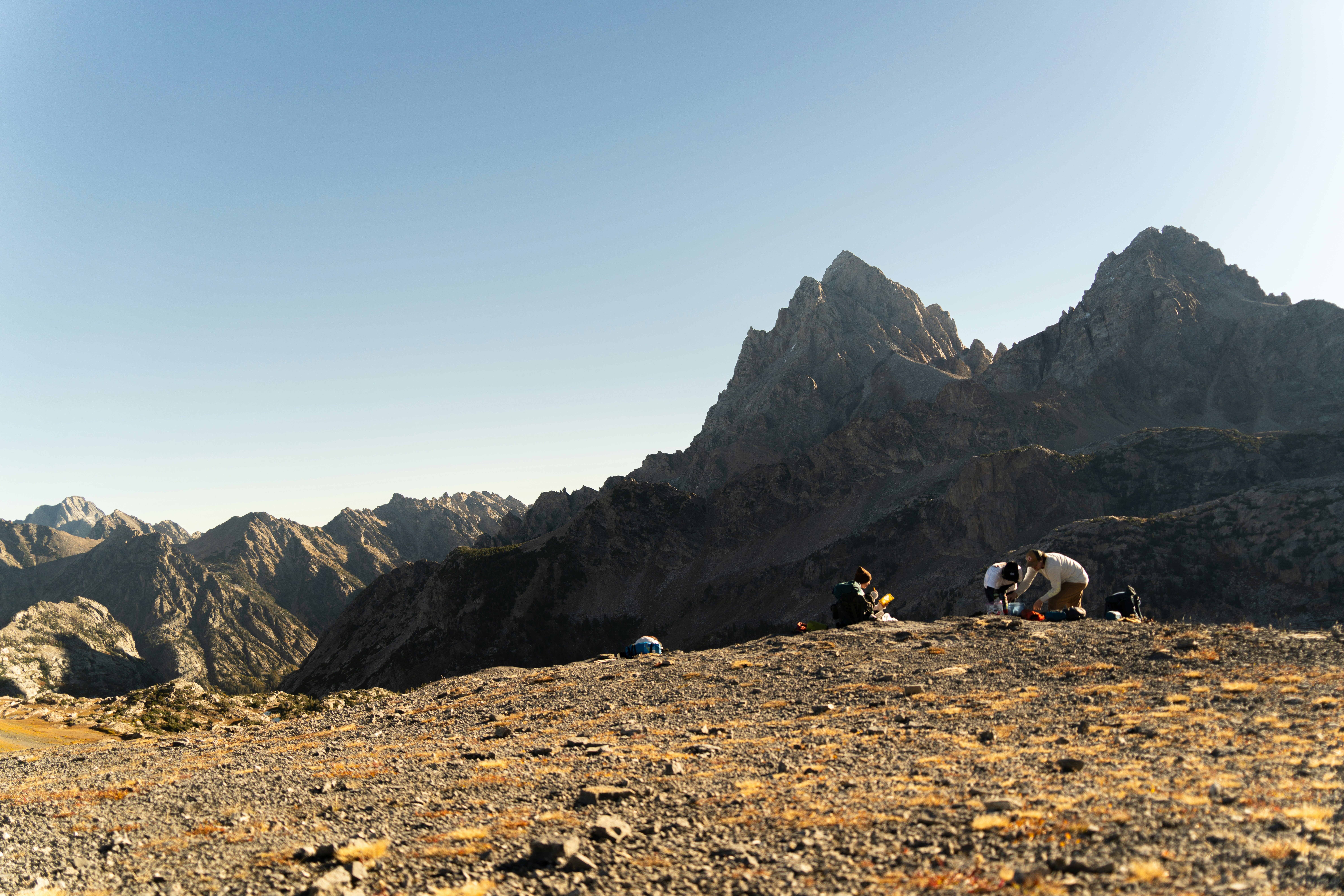 Foldable solar panels set up on a rocky terrain