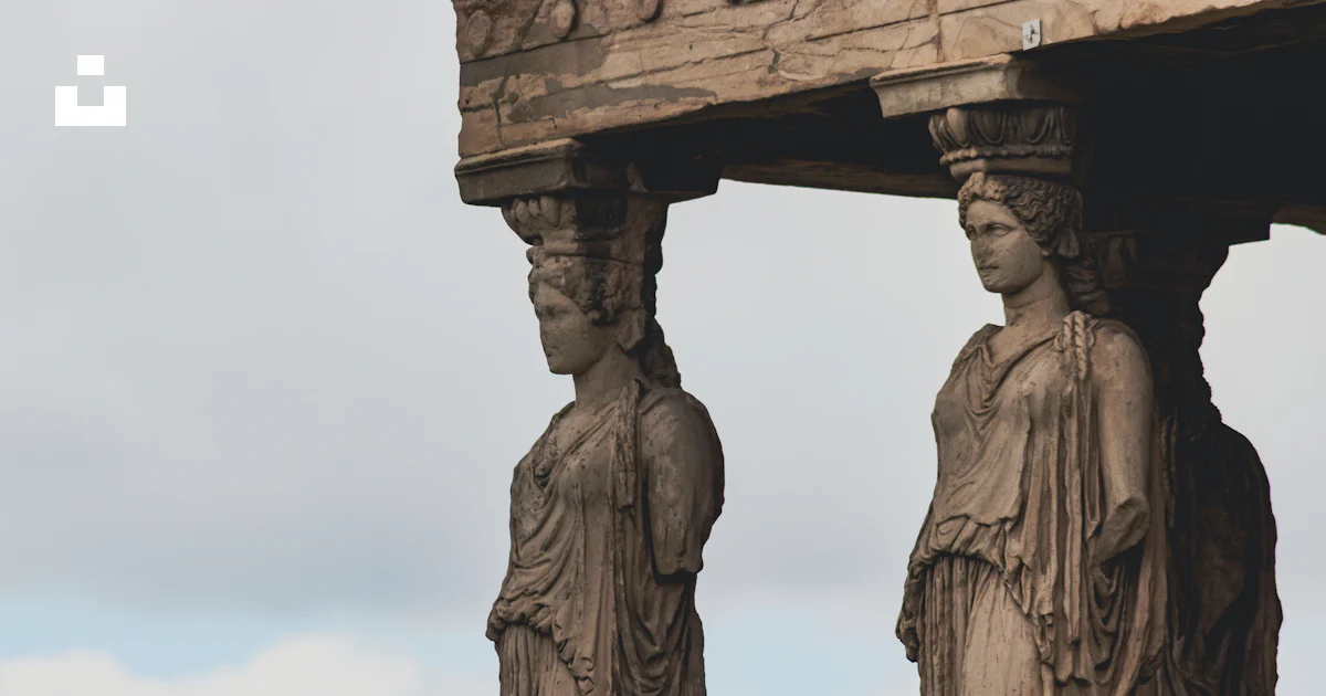 Greek Statues Two Two ancient greek statues supporting a building photo – Free ...