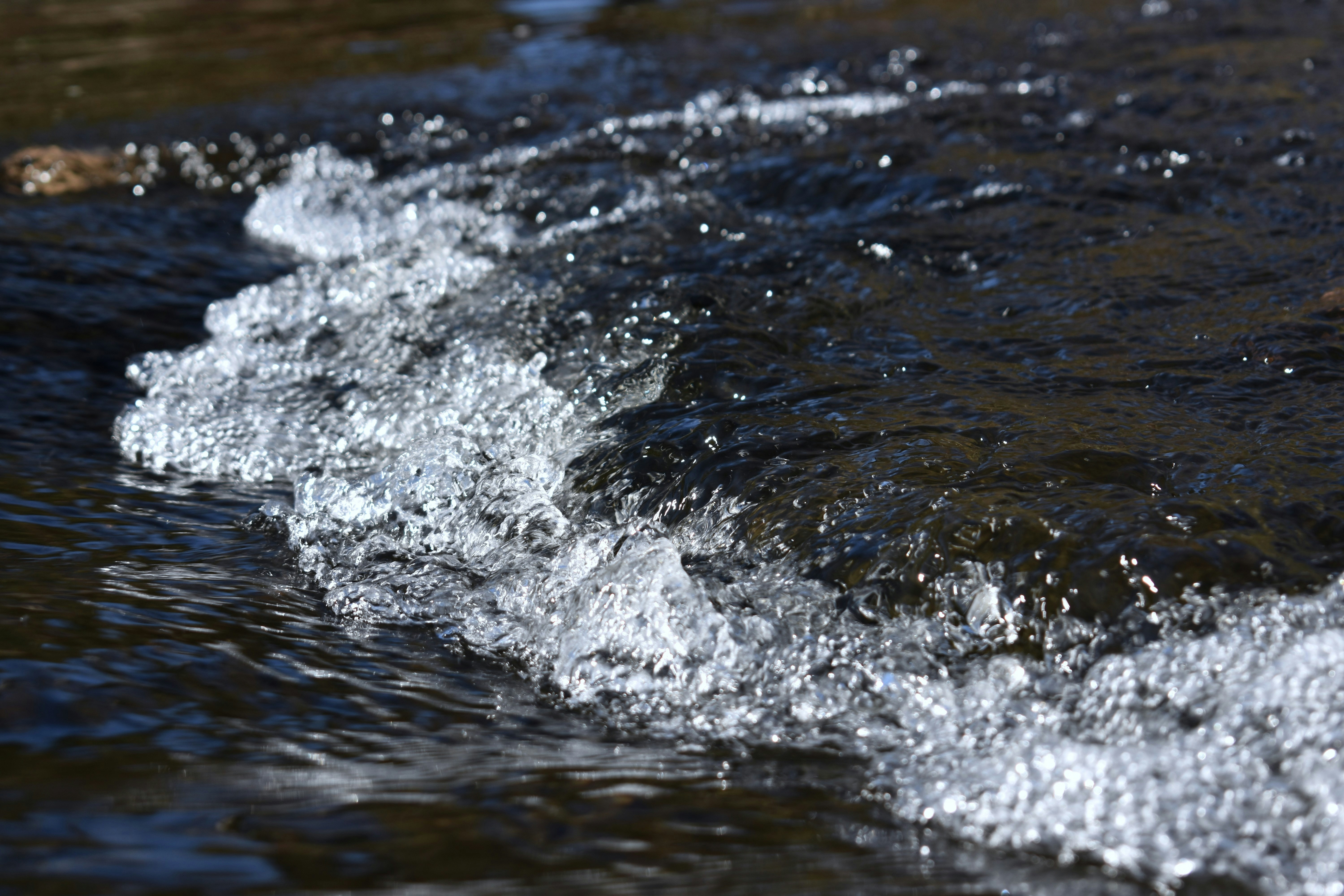 Close-up of water flowing over rocks.
