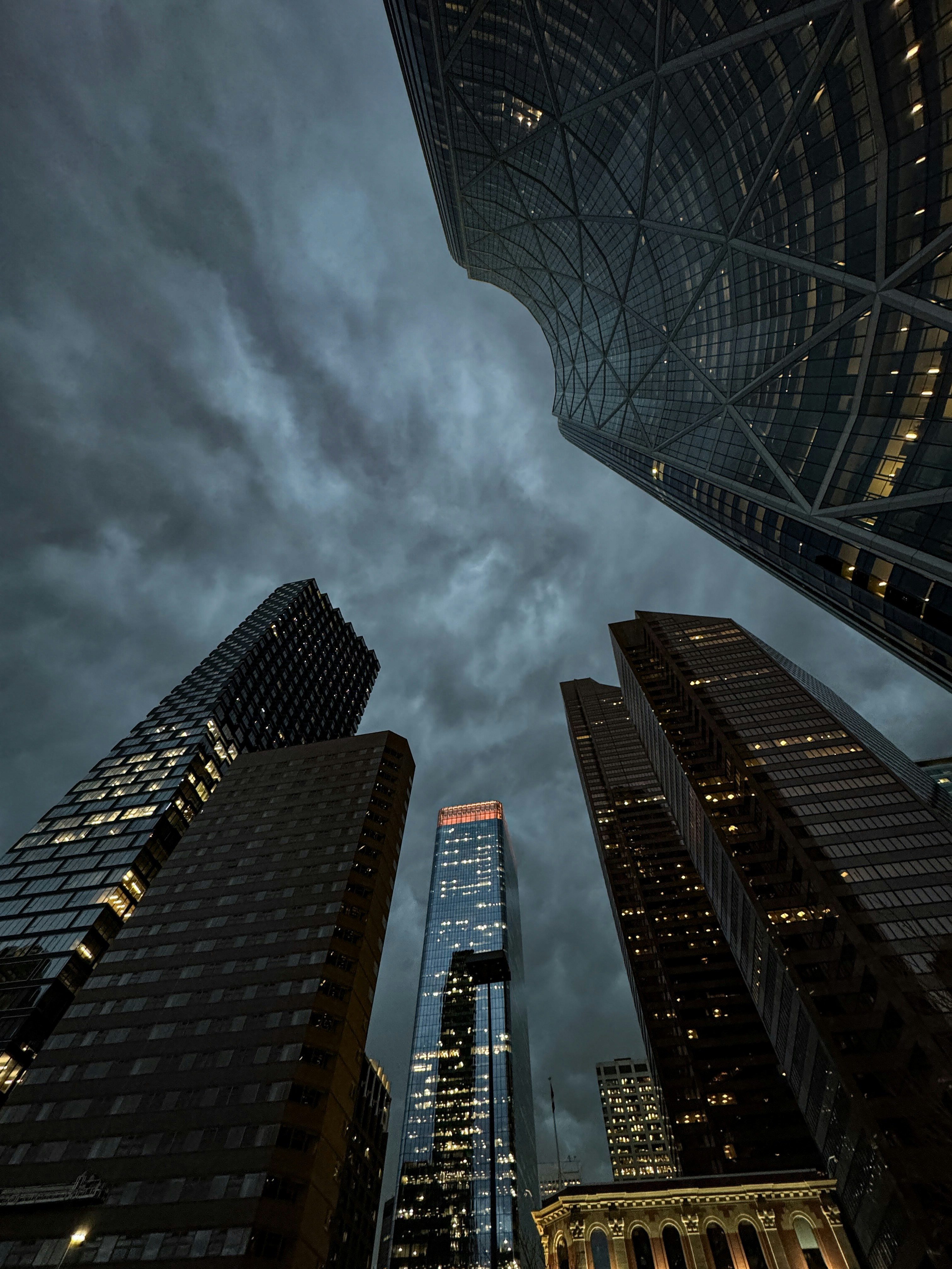 Skyscrapers against a dramatic cloudy sky