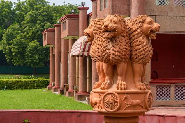 The ashoka pillar with four lions