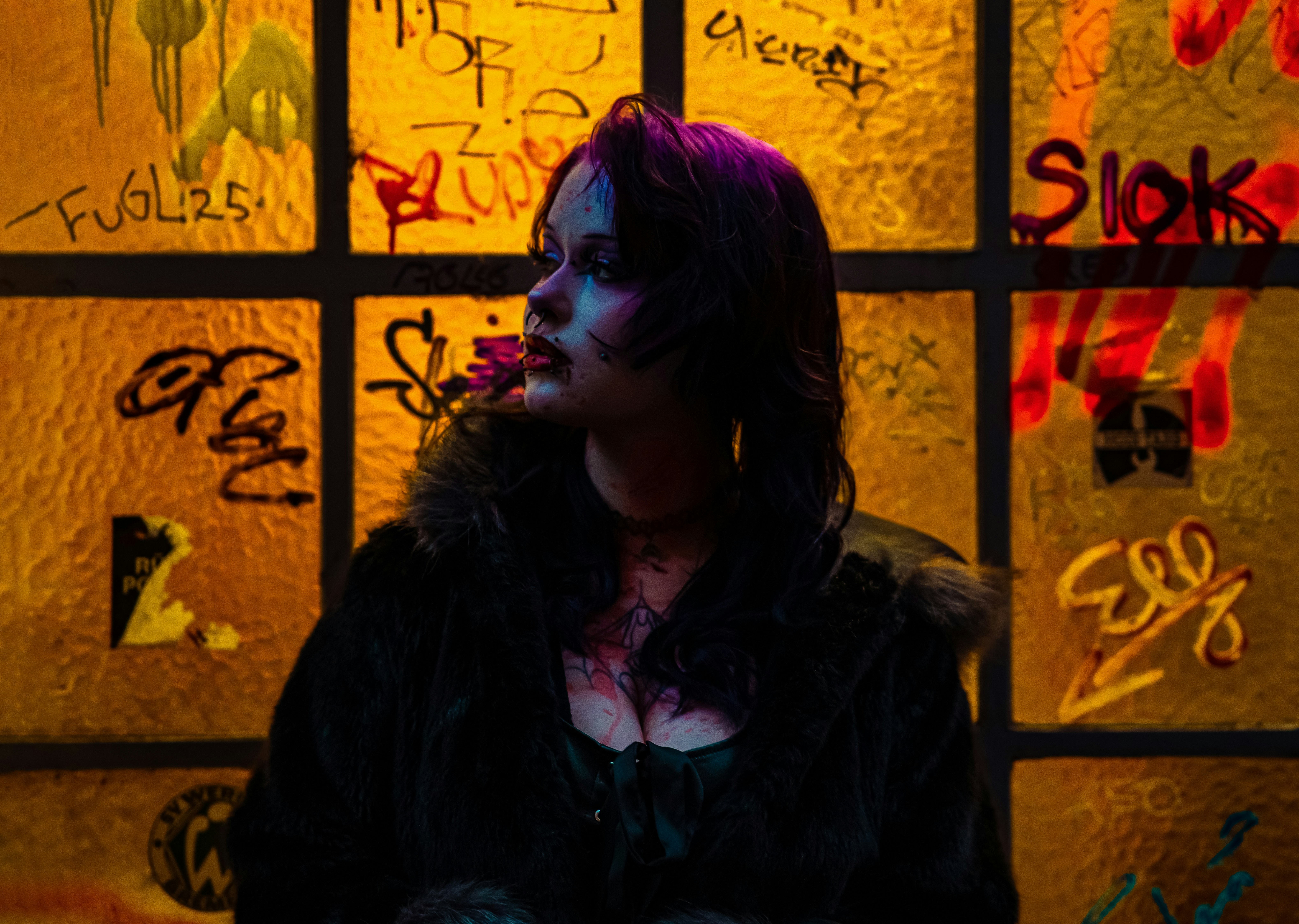 Purple cinematic lighting portrait