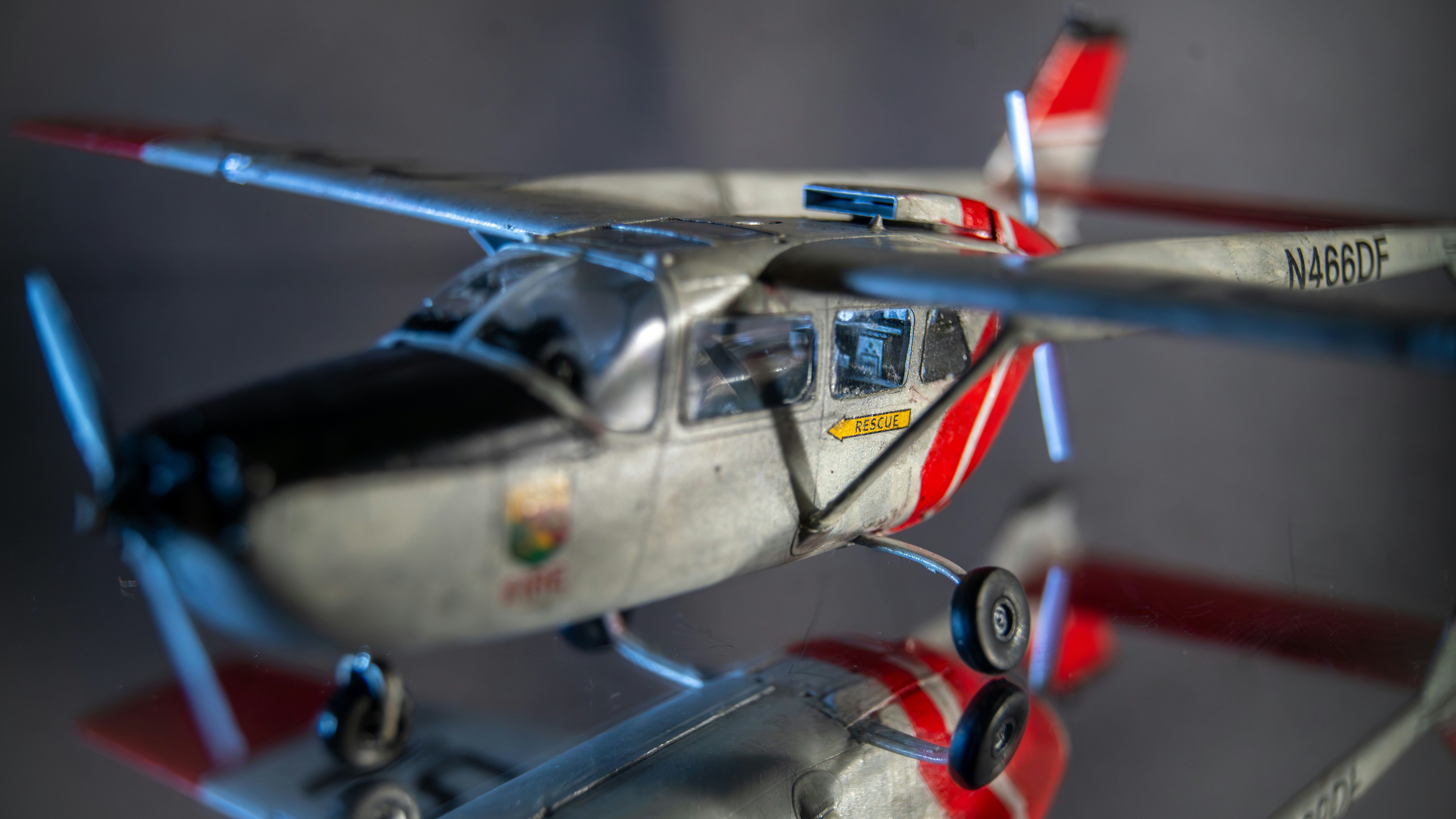 A detailed model of a small airplane
