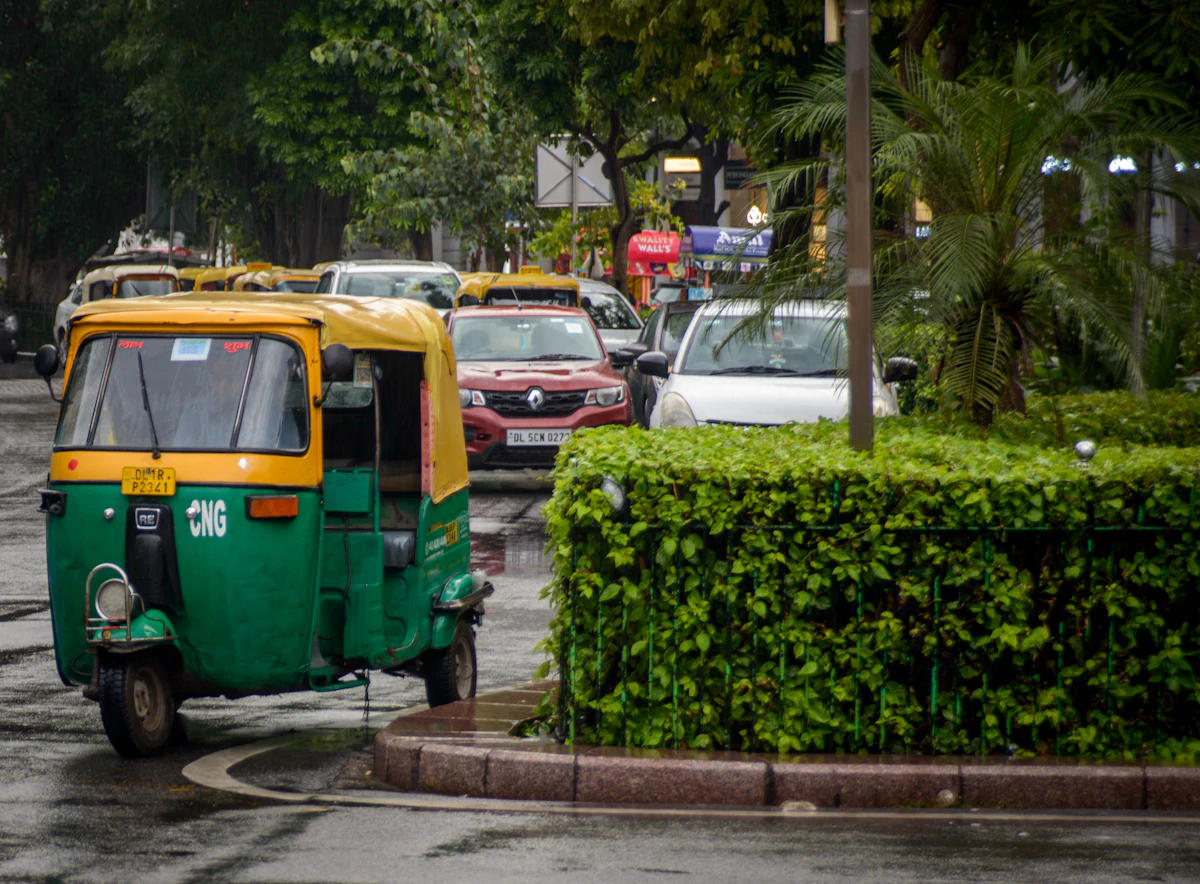 A shared auto-rickshaw on a Delhi street