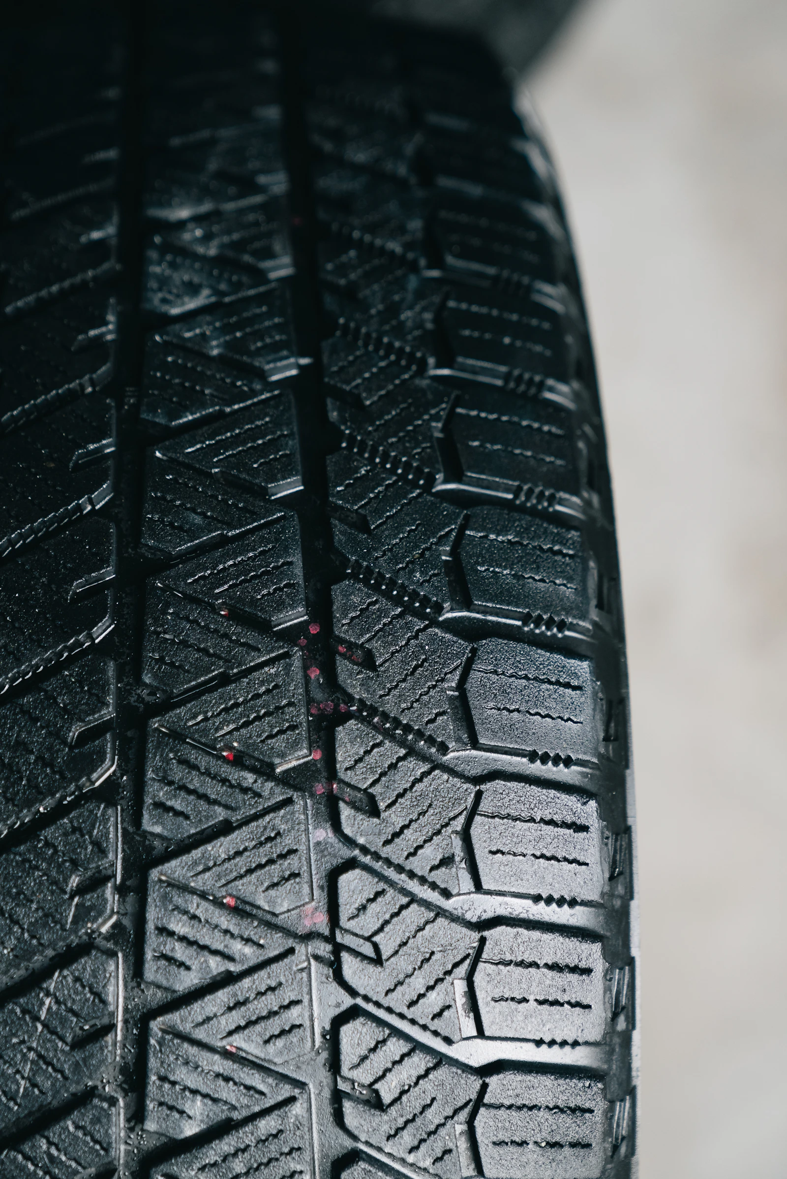 Close-up of an automotive tire tread