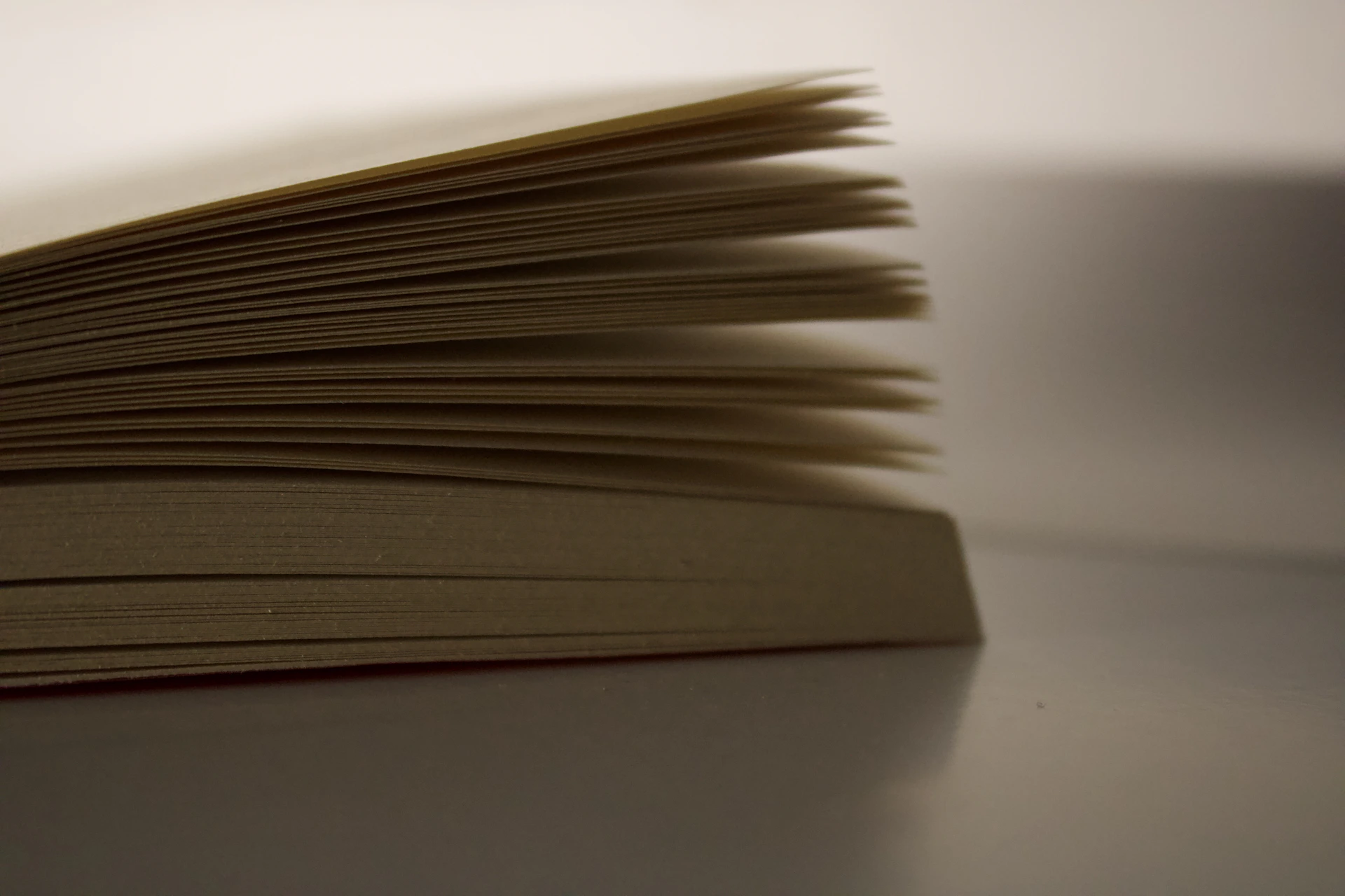 Close up of an open book with pages fanned out