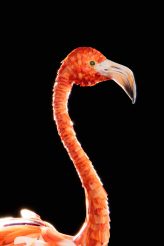 Close-up of a vibrant pink flamingo's head and neck