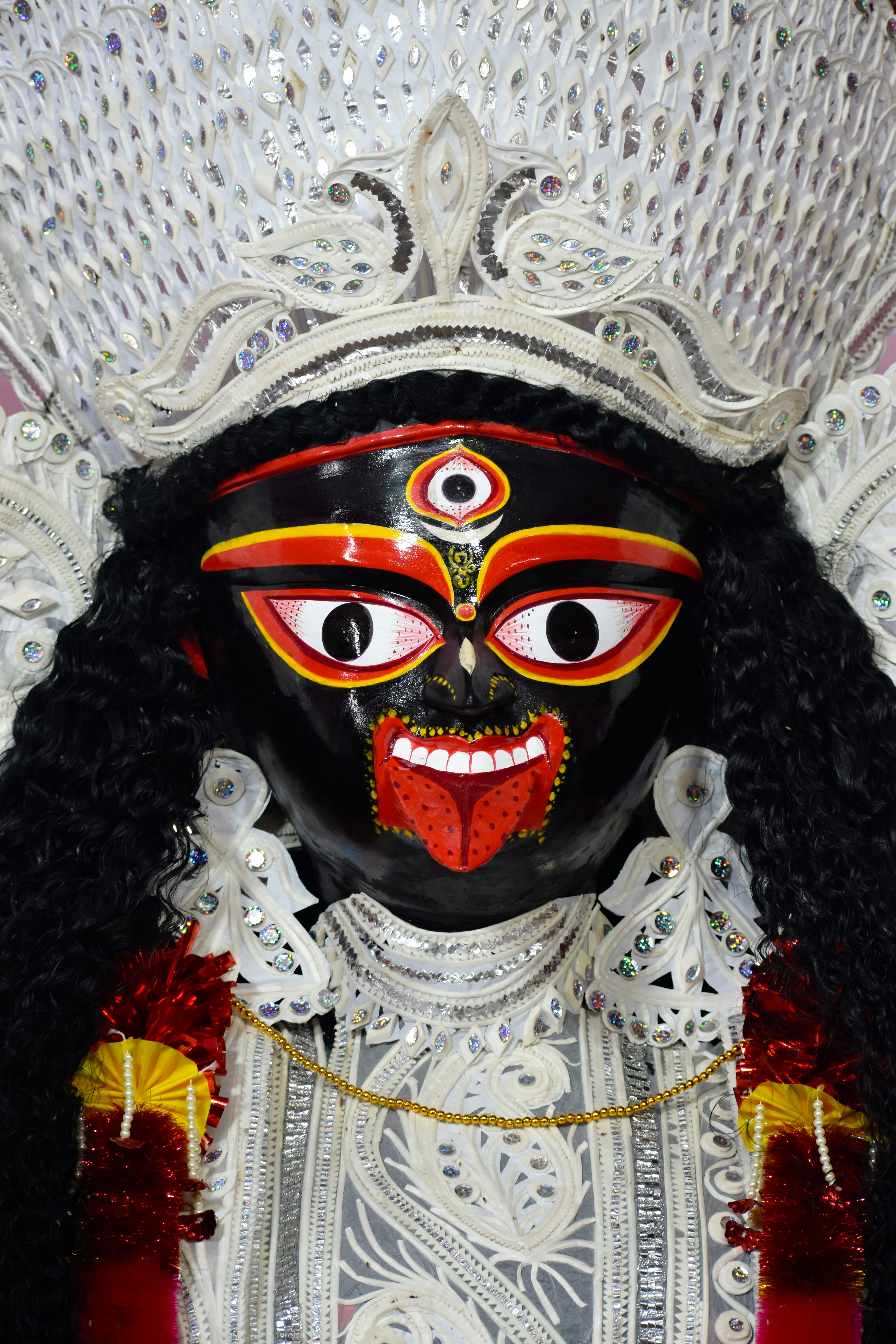 Close-up of a statue of the hindu goddess kali.