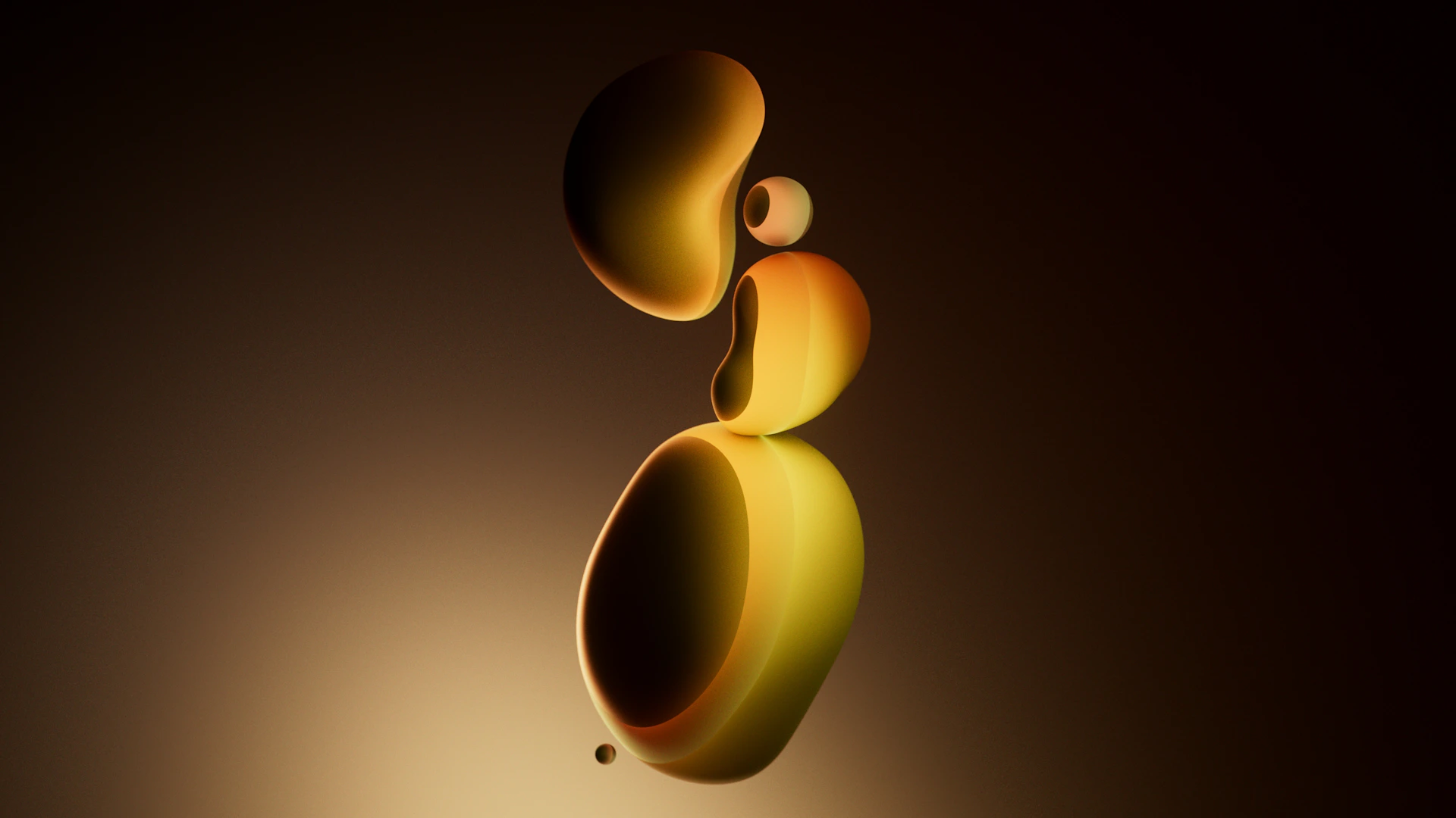 Abstract shapes with warm lighting and reflections.