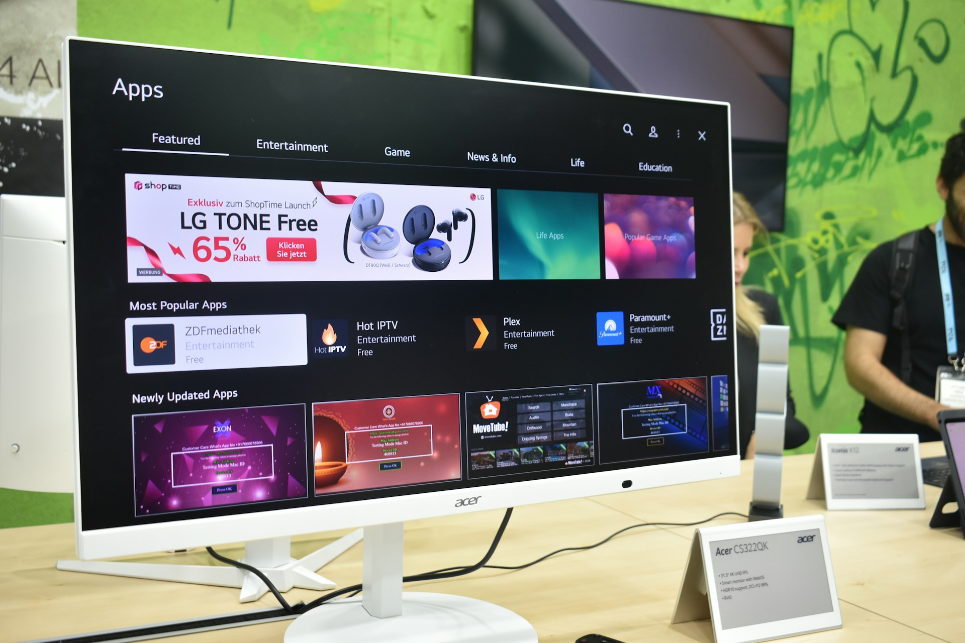 A computer monitor displaying an app store interface.