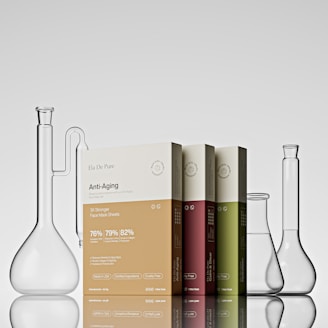 Anti-aging skincare products with laboratory glassware