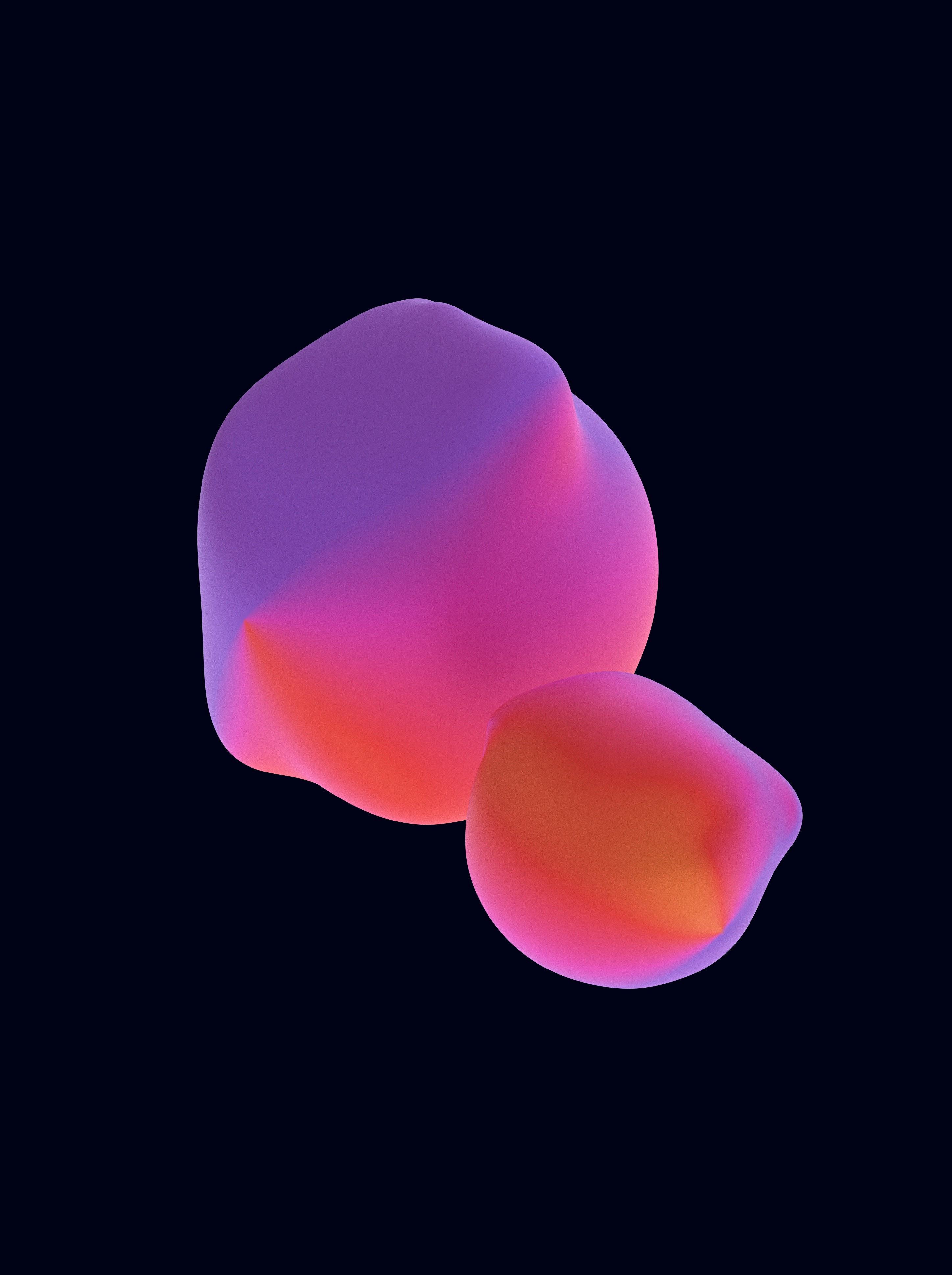Two abstract organic shapes with vibrant gradient colors