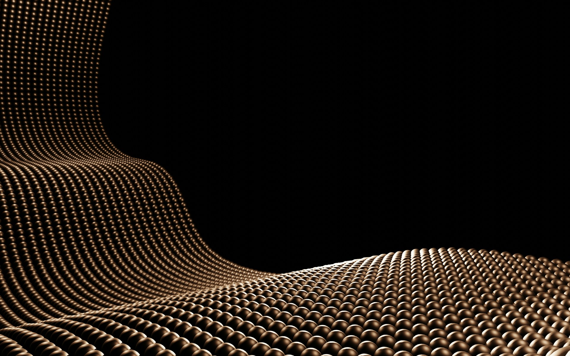 Wavy metallic surface against black background