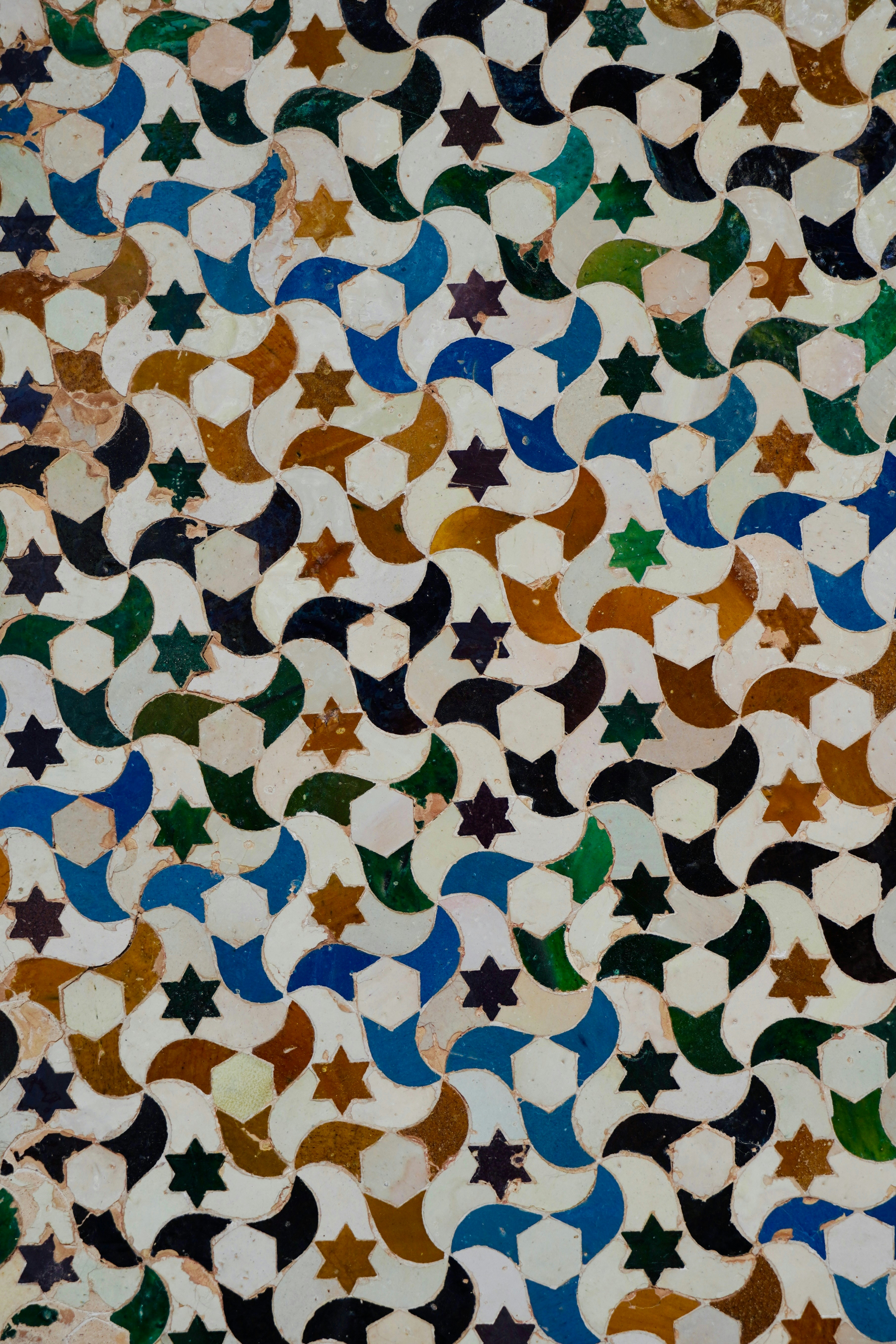 Colorful geometric mosaic tile pattern