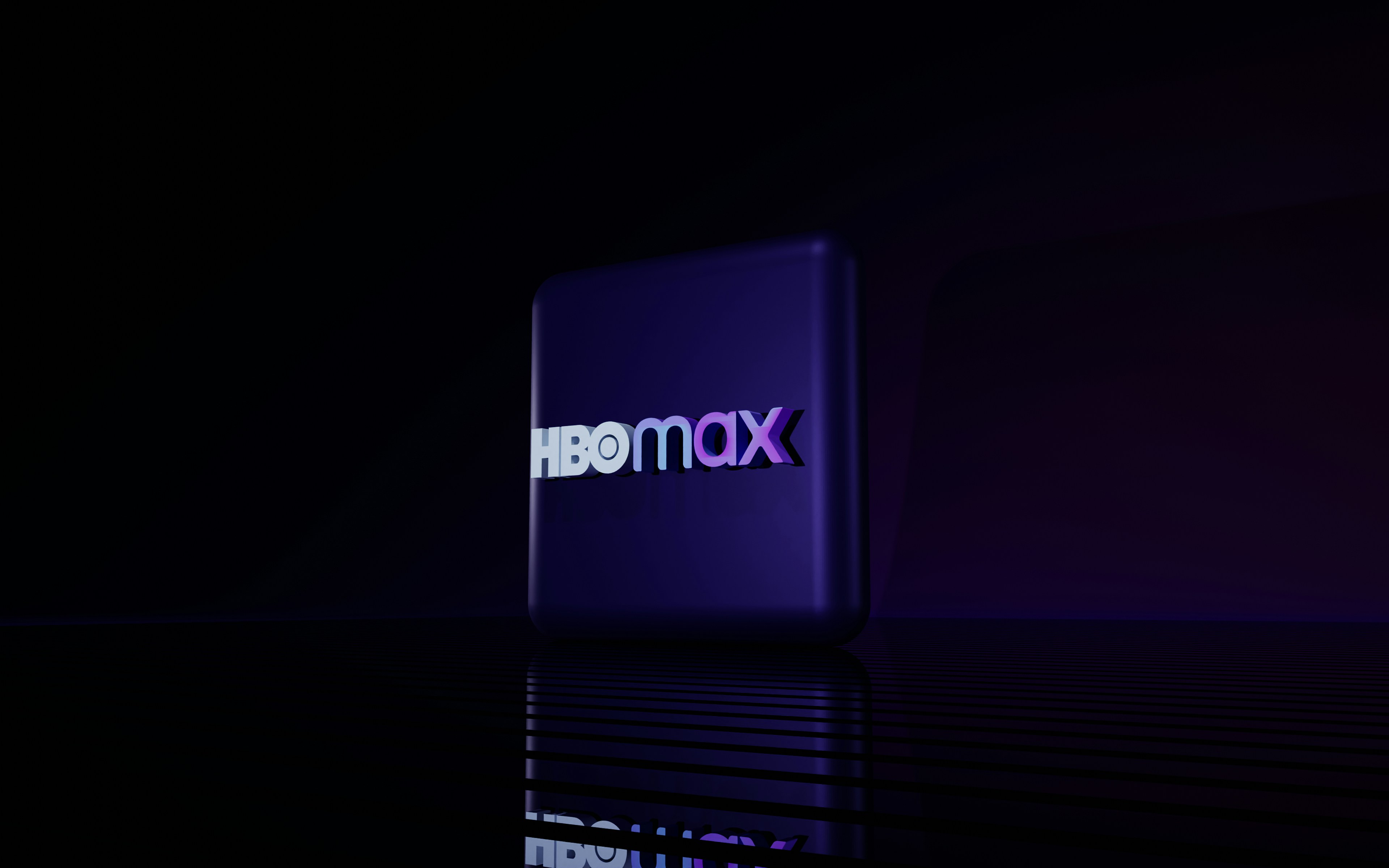 HBO Max streaming service logo displayed on a sleek purple gradient screen against a dark background. The iconic brand identity features modern typography with a clean, minimalist design. Perfect representation of digital entertainment platforms, streaming media services, and contemporary brand design in the entertainment industry.