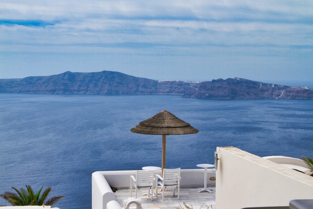 Terrace overlooking the sea with distant islands