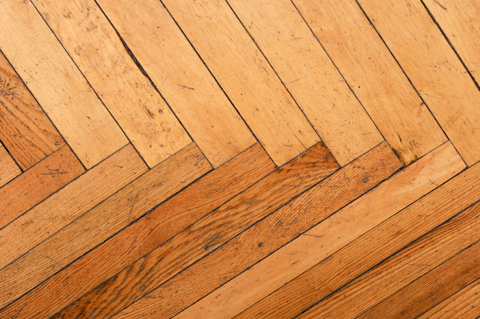 Close-up of herringbone wood flooring