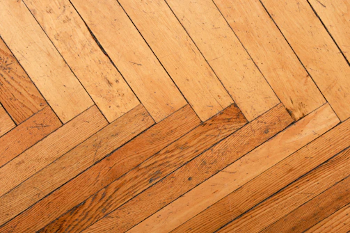 Wooden floor with herringbone pattern