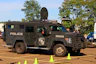Armored police rescue vehicle parked outdoors