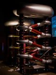 Large electrical transformer with glass tubes
