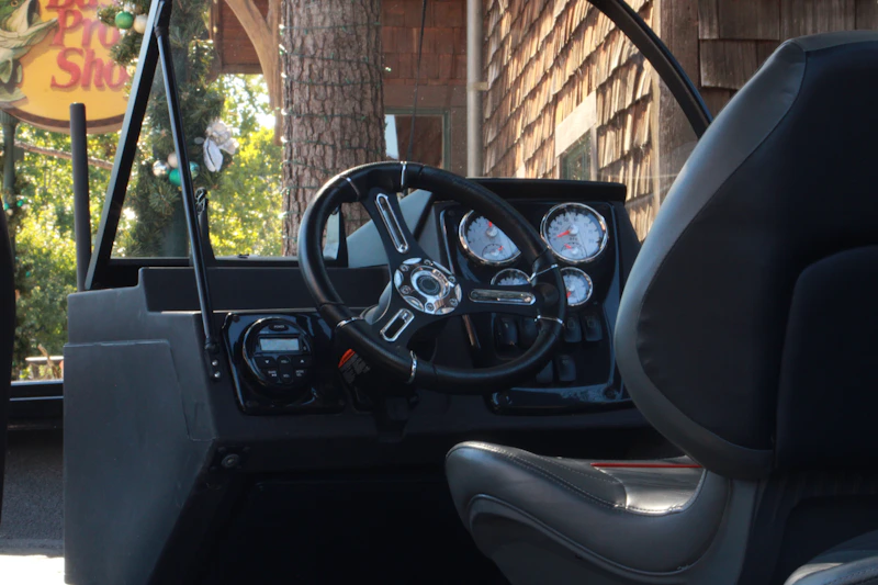 Boat steering wheel and navigation controls