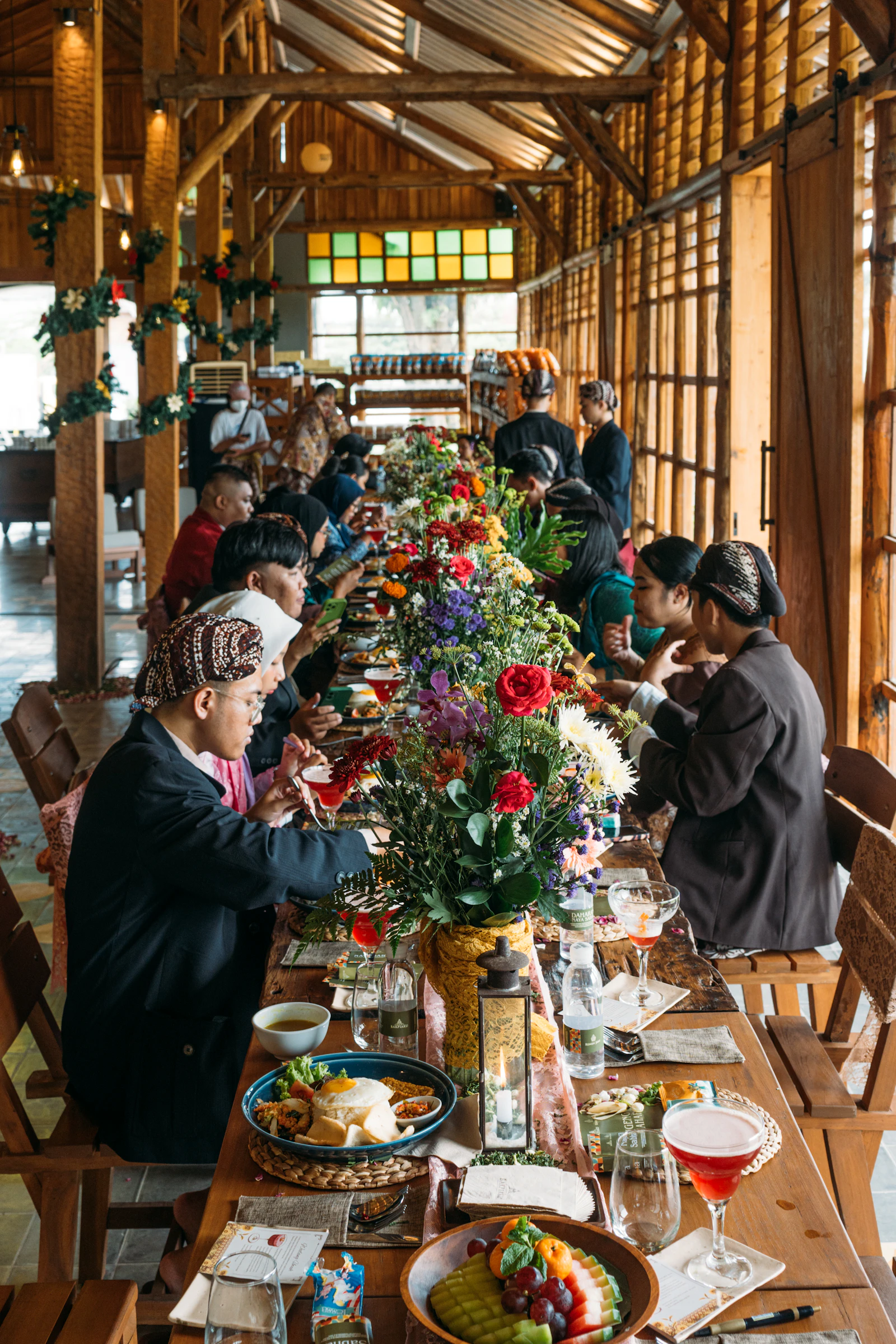 The long table at The Hearth, mid-Wednesday