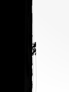 Two people rappelling down a building facade.