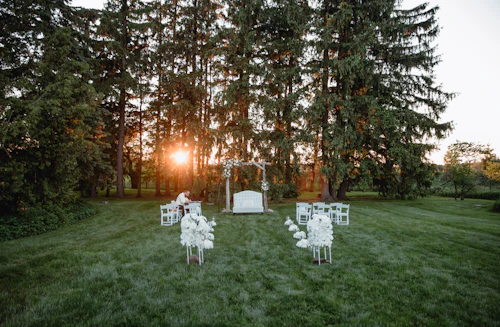 Jardín al atardecer para fotografías