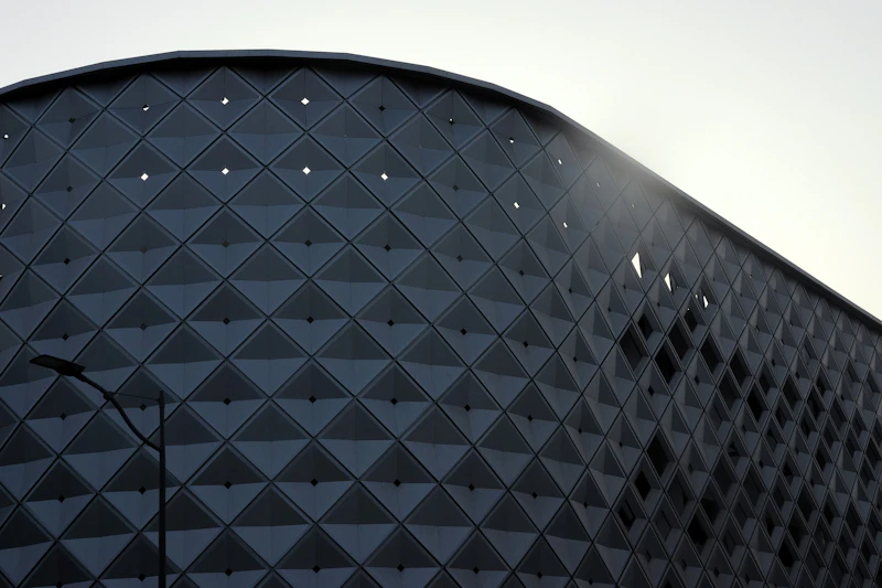 Modern building with geometric architectural facade