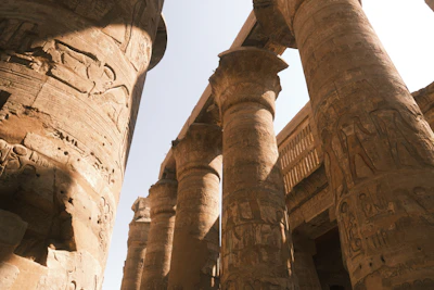 The carved hypostyle columns of Karnak temple