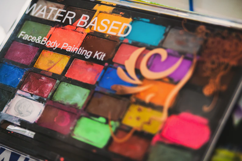 Face and body painting kit with colorful paints