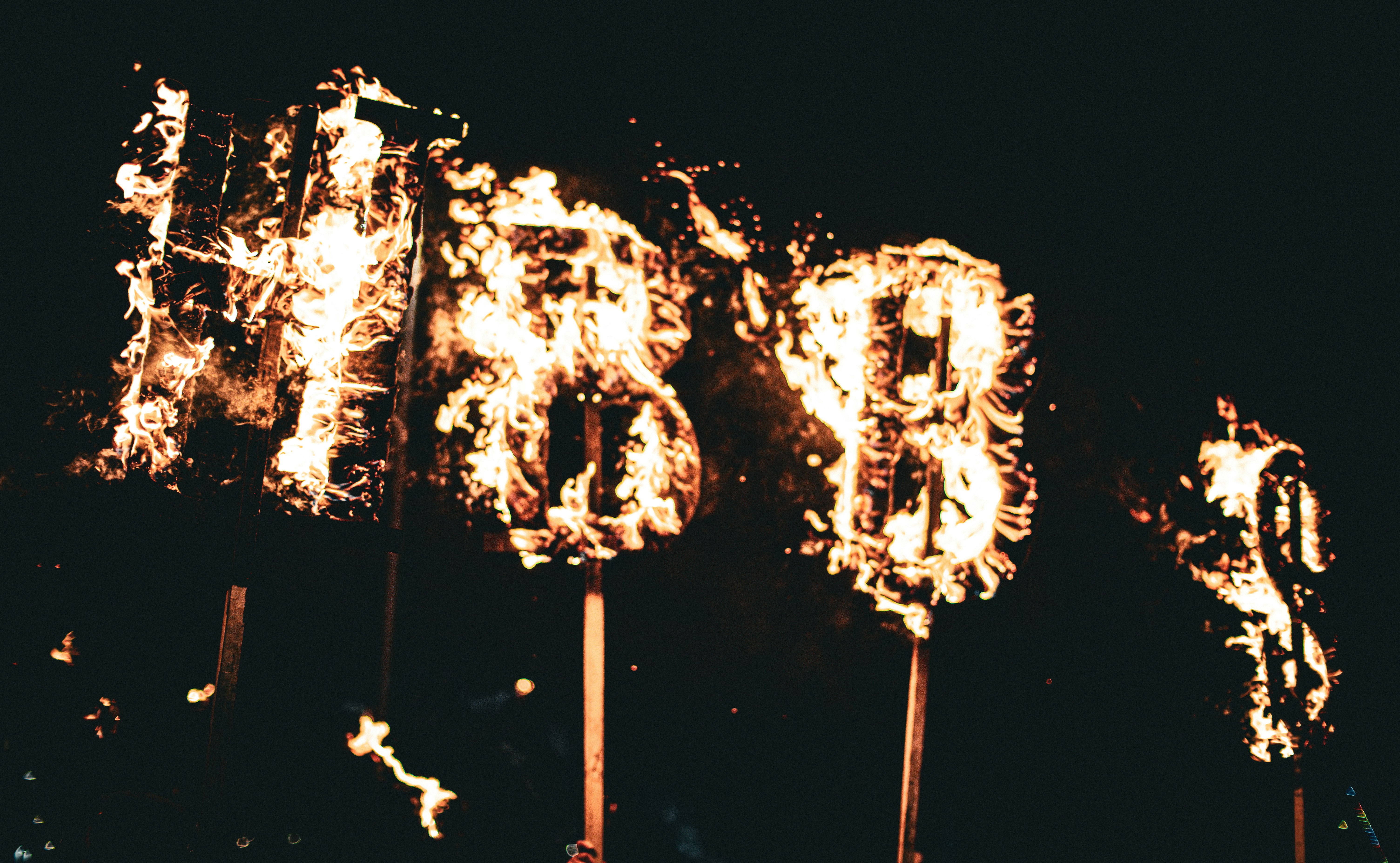 Numbers 188 on fire at night with fire