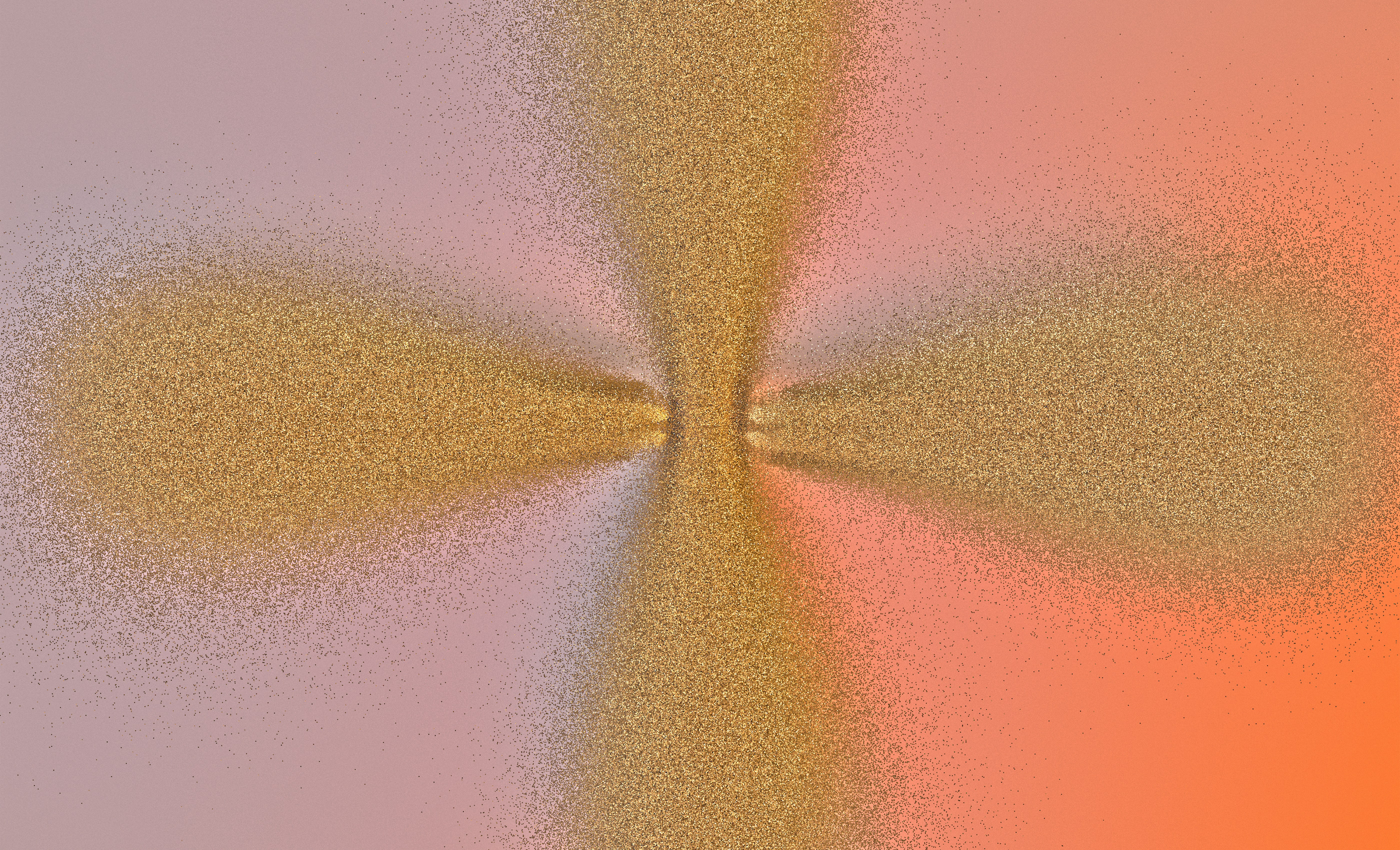 Forma abstracta de reloj de arena de arena dorada sobre fondo degradado